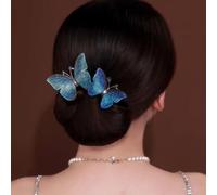 Elegant Lazy Hair Curler, Butterfly Bun Maker, French Twist Hairstyle Bun Hair Accessories, Lazy Half Ball Hairpin, Simple Fast Spiral Hair Braid Braiding Clips (Blue Butterfly)
