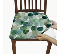 Elegant Leaf Chair Seat Covers, Stretch Removable Spandex Cushion Slipcovers with Nature Print, Stylish Decorative Covers for Home Dining Room Decor 2PCS