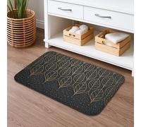 Elegant Leaf Pattern Quick Dry Bath Mat, Modern Gold Leaves Absorbent Non Slip Shower Mat, Autumn Decorative Flannel Washable Bath Rugs for Bathroom Toilet Restroom 20x32 Inch
