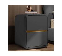 Elegant Leather Nightstand with 2 Drawers - Modern Wood End Table - Nordic Style Bedside Cabinet for Bedrooms & Living Rooms - Chic Home Furniture