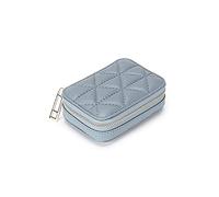 Elegant Leather Women's Purse with Compact Mirror - Perfect for Quick Makeup Touch-Ups & Stylish Portable Storage Bag (Blue)