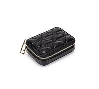 Elegant Leather Women's Purse with Compact Mirror - Perfect for Quick Makeup Touch-Ups & Stylish Portable Storage Bag (Black)