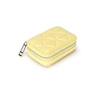Elegant Leather Women's Purse with Compact Mirror - Perfect for Quick Makeup Touch-Ups & Stylish Portable Storage Bag (Yellow)