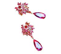 Elegant Leaves Teardrop Dangle Earrings For WomLuxury Design Sparkly Crystal Original Funny Wedding Party Pendant(Pink2)