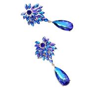 Elegant Leaves Teardrop Dangle Earrings For WomLuxury Design Sparkly Crystal Original Funny Wedding Party Pendant(Blue)