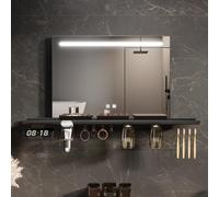 ELEGANT LED Bathroom Mirror with Removable Shelf, 700x500mm Modern Illuminated Wall Mirror Vanity Mirrors with 3 Lighting Modes, Dimmable, Anti-Fog and Memory Function, IP44