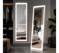 ELEGANT LED Full Length Mirror with Lights, Free Standing Mirror, 160x50cm | 3 Color Modes, Dimmable, IP44 Waterproof, Aluminium Frame, HD Imaging, Large Leaning or Wall Mounted Mirrors for Bedroom