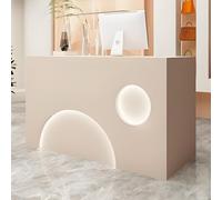 Elegant LED-Illuminated Reception Desk, Spacious 100cm Cream White Front Counter for Office or Store, Stylish Design Perfect for Waiting Areas and Modern Interiors.