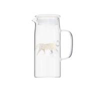 Elegant Leopard Jug, Spacious Glass Jug With Lid For Fridge, Ergonomic Water Jug With Lid For Bedroom