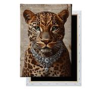 Elegant Leopard Wall Art Retro Newspaper Print Animal Portrait Poster Trendy Aesthetic Posters Brown Cheetah Wall Art Wild Animal Artwork Retro Funky Posters Vintage Cheetah Painting 16x24in Framed