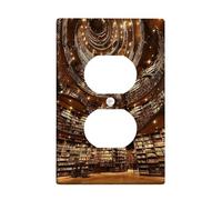 Elegant Library Light Switch Cover Plate, Cozy Brown Tone Stacked Books for Living Room Decor, Thermoplastic Wall Plates, Standard Size Single Duplex Outlet