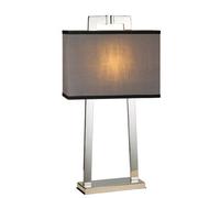 Elegant Light Grey Shade Table Lamp With Polished Nickel Finish And Led Bulb