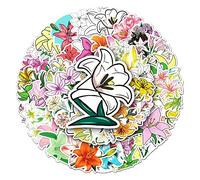 Elegant Lily Flower Vinyl Stickers, 50 PCS Elegant White & Pink Lily Blossom Decals for Laptops, Journals, Water Bottles, Scrapbooking, Planners & DIY Decor