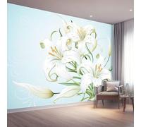 Elegant Lily Lines Curves Photo Wallpaper, Non-Woven Decoration Poster Picture Wall Mural, Colorful Large Wall Murals Hd Printing Water Proof for Living Room Bedroom Bathroom - 250 x 175 cm (W x H)