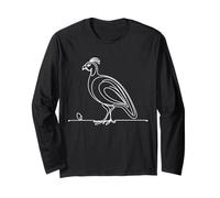 Elegant Line Art Guinea Fowl Bird Long Sleeve T-Shirt