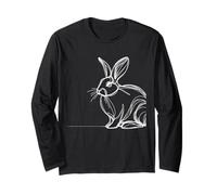 Elegant Line Art Simple Drawing Artwork Flemish Giant Rabbi Long Sleeve T-Shirt