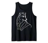 Elegant Line Art Simple Drawing Artwork Wolf Tank Top