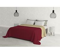 Elegant Line Summer Quilt Made in Italy Printed Soft Microfibre Bedspread - Spring Summer Mid-Season Quilt - Double 260 x 270 cm, Burgundy/Cream