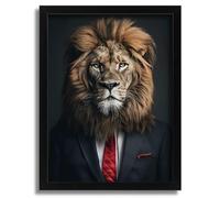 Elegant Lion in Suit Regal Animal Wall Art Lion Portrait Art Print Lion Print Poster A4 - Wall Art Home Decor Movie Poster Canvas Film Cinema Retro Vintage Cult Classic Nostargic Saga Modern reprint