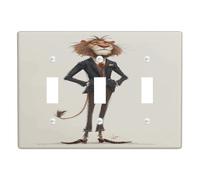 Elegant Lion Light Switch Cover Plate, Stylish Brown Animal Design for Home Decor, Thermoplastic Wall Plate, Standard Size Triple Toggle