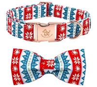 Elegant Little Tail Christmas Dog Collar With Bow - Adjustable for Small Dogs, Snow Design, Girl or Boy Pet Gift