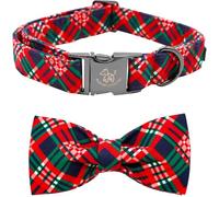 Elegant little tail Dog Collar, Christmas Dog Collar Red Plaid Holiday Pet Collar Dog Bow Collar Pet Adjustable Girl Boy Dog Collar for Small Dogs