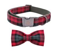 ELEGANT LITTLE TAIL Dog Collar, Durable Dog Collar with Bow Cotton with Webbing Girl Boy Bowtie Dog Collar Pet Collar Adjustable Dog Collars for Small Medium Large Dogs