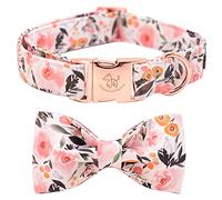 Elegant little tail Floral Dog Collar, Girl Pet Collar Comfortable Pink Puppy Bowtie, Pet Collars Adjustable Soft Bowtie Dog Collars for Small Dogs