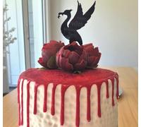 Elegant liver bird Cake Topper, Black and Silver Acrylic, Birthday Party Decoration, Reusable Cake Decoration, 10cm (15cm inc spike)