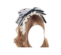 Elegant Lolita Bowknot Headband Multi-Layer Bowknot Hairband Maid Hair Accessories for Women (Navy Blue, One Size)