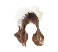 Elegant Lolita Bowknot Headband Multi-Layer Bowknot Hairband Maid Hair Accessories for Women (White, One Size)