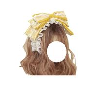 Elegant Lolita Bowknot Headband Multi-Layer Bowknot Hairband Maid Hair Accessories for Women (Yellow, One Size)