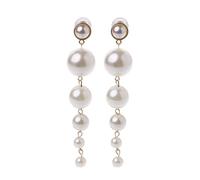 Elegant Long Big Pearl Drop Earrings Women's Exquisite Statement Bra Briar Ring Jewelry Decoration for Wedding Party