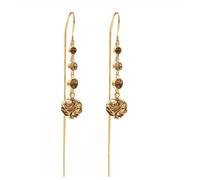 Elegant Long Drop Chain Earrings Cute Gold-Plated Dangle Earrings with Brown Crystal Beads for Women Trendy Jewelryfor Anniversary Bridal Wedding Birthday Festivals