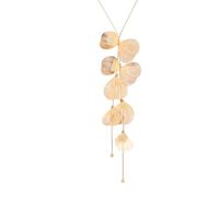 Elegant Long Flower Leaf Statement Dangle Earrings Chic Floral Leaf Y-Necklace Romantic Flower Jewelry for Women (N Gold)