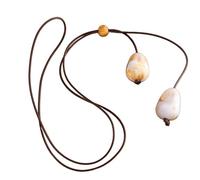 Elegant Long Oval Pendant Necklace, New Chinese Style Forest System, Simple Vintage Zen Fashion Jewelry Accessory