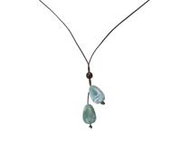 Elegant Long Oval Pendant Necklace, New Chinese Style Forest System, Simple Vintage Zen Fashion Jewelry Accessory