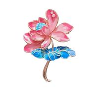 Elegant lotus flower brooch with faux pearls and Chinese style enamel croson nerapel jewelry for women exquisite Chinese culture jewelry