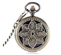 Elegant Lotus Flower Mechanical Hollow Bronze Copper Hand Winding Women Watch Trendy Stylish Exquisite Pendant Pocket Watch Best Gift