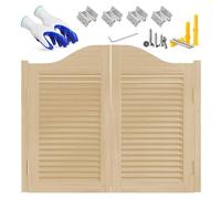Elegant Louvered Cafe Doors2Way Half Door with Hinges Wood Counter Partition Wave Stripe Top Adjustable 3646" for Kitchen & Bar W70xH90cmStylish & Functional Solution