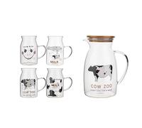 Elegant Lovely Cow Glass Set One Pot Four Cups Five Piece Set Milk Cup Household Cold Water Kettle Ins Wind Cartoon Coffee Mugs Water Kettle Set