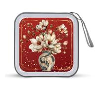 Elegant Lucky Lotuses Fire Flowers CD Case Portable DVD Storage Small CD Holder Organizer for Home Travel