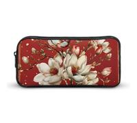 Elegant Lucky Lotuses Fire Flowers Pencil Case Durable Pen Pouch Organizer Portable Stationery Pen Bag Makeup Bag
