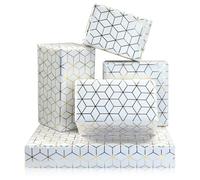 Elegant Luxurious Geometric White Gift Wrapping Paper With Gold Foil Abstract Rhombus Lattice Geometric Pattern - 1 Mini Roll 43x300cm Per Roll - For Wedding Birthday, Bridal Shower, Christmas