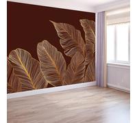 Elegant Luxury Photo Wallpaper Wall Mural - High-Resolution Print, 350 x 256 cm Premium Non-Woven Fabric, Easy to Install Photo Wallpaper Hand-Painted Plants Banana Leaves for Home Décor