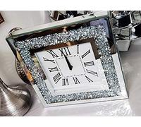 Elegant Luxury Wall Clock Diamante Glass Large Clock Home Living Room Decoration (35CM x 35CM)