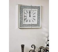 Elegant Luxury Wall Clock Diamante Glass Large Clock Home Living Room Decoration (40CM x 40CM)