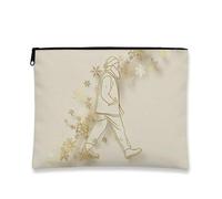 Elegant Makeup Bag, Snowflake Minimalistic Cosmetic Travel Pouch for Women, Portable Small Canvas Zipper Organizer, Winter Skincare Toiletry Bag, Beige, 7x9 Inch, Snowflake