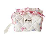 Elegant Makeup Bag with Lace Trim Cosmetics Bags Large Capacity Storage Pouches Toiletries Organizers for Women and Girls Polyester Cotton Toiletry Bag
