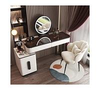 Elegant Makeup Set with Smart Mirror Stylish Glass Top Dressing Table Simple Wooden Design Advanced Beauty Station for Women Perfect for Bedroom Décor